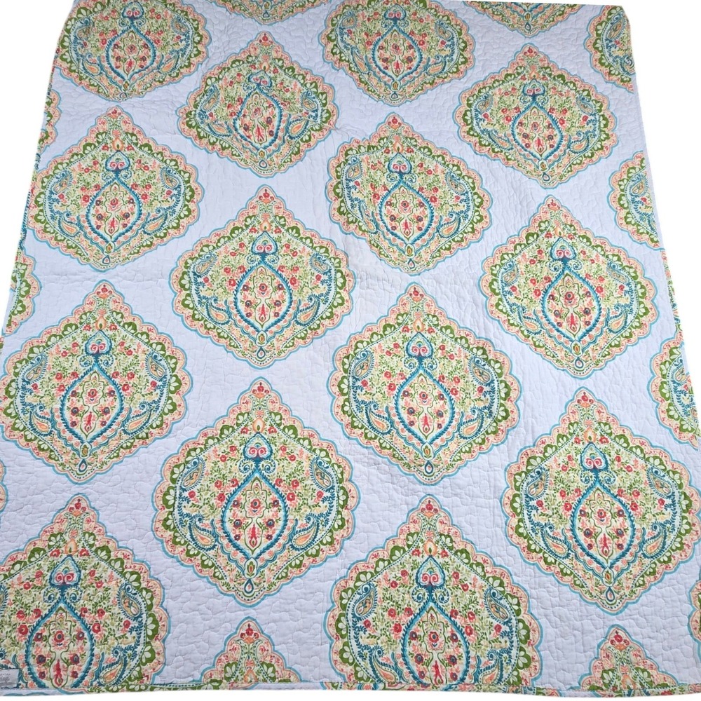 Essential Living 50"x60" 100% Cotton Quilt Throw Decorative Colorful Reversible